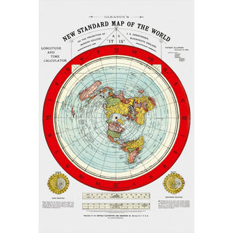 Flat Earth Maps SET: Gleason's Standard 24x36 & Square Stationary Earth 24x18