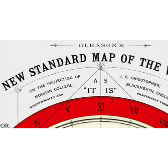 Flat Earth Map - Gleason's New Standard Map Of The World - Large 24" x 36" 1892 Reproduction